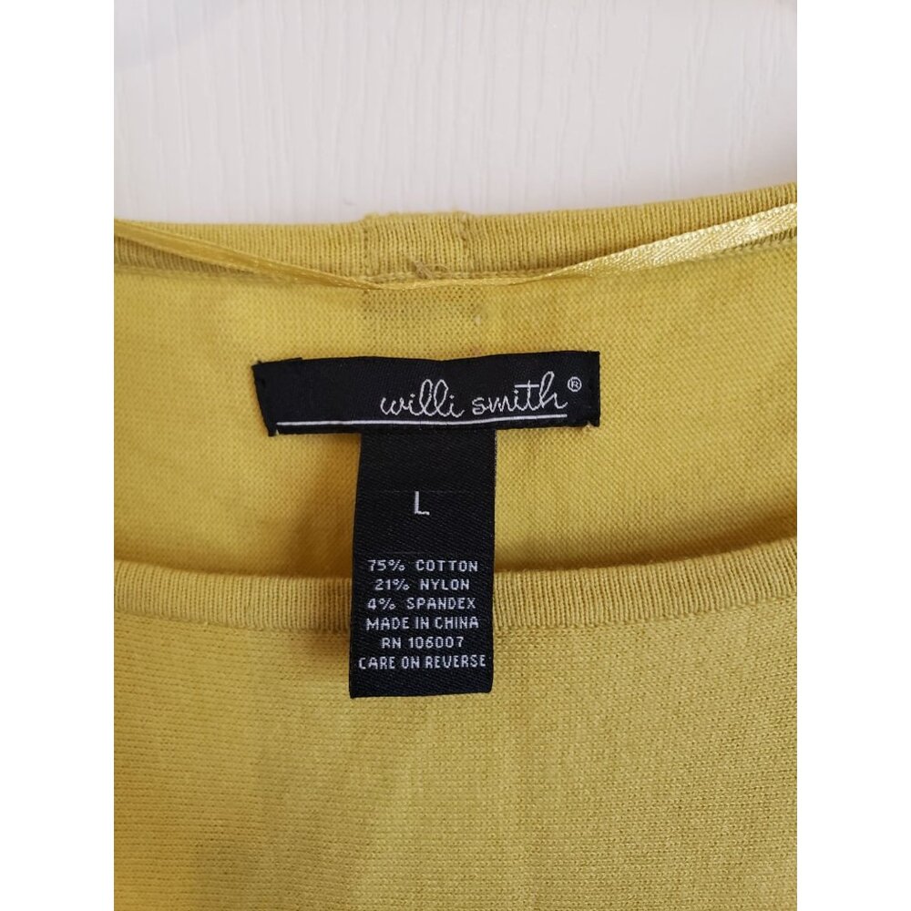 Willi Smith mustard, boat neck, swing sleeve banded hem sweater pullover, size L - Picture 2 of 5